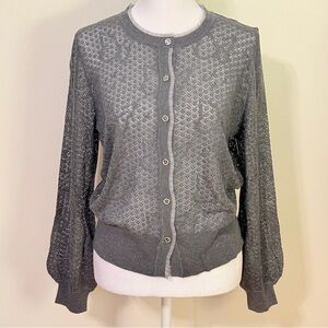 Koradior Gray Butterfly Wool and Cashmere Women's Cardigan Sweater
